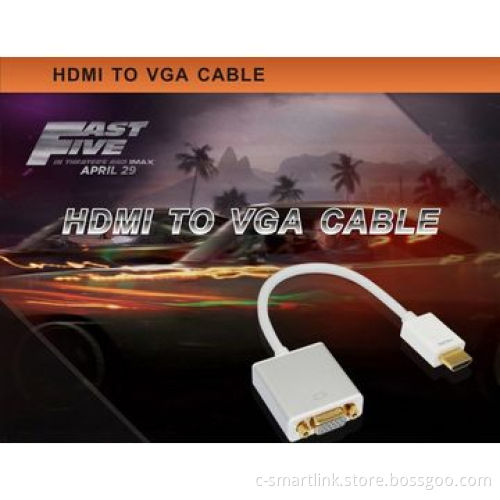 Gold-plated HDMI to VGA adapter/convert HDMI into VGA video with audio, microUSB charging